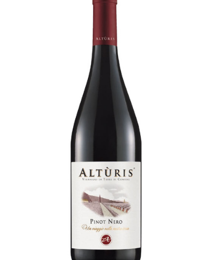 Una bottiglia di Pinot Nero Altùris vino rosso al Ristorante Mangio Roma